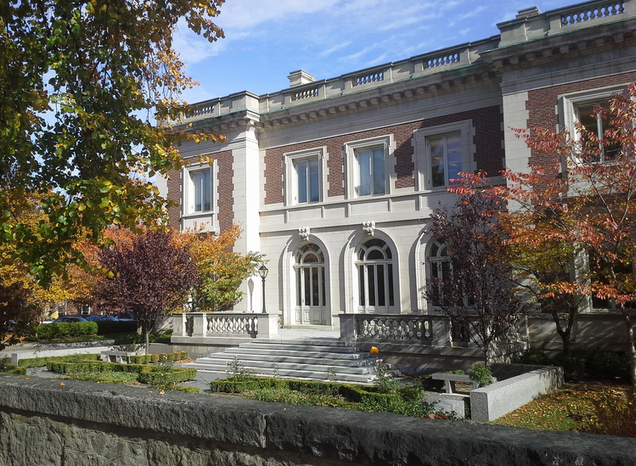 The Edwin Wightman House in Cottage Farm, surrounded by autumn trees.